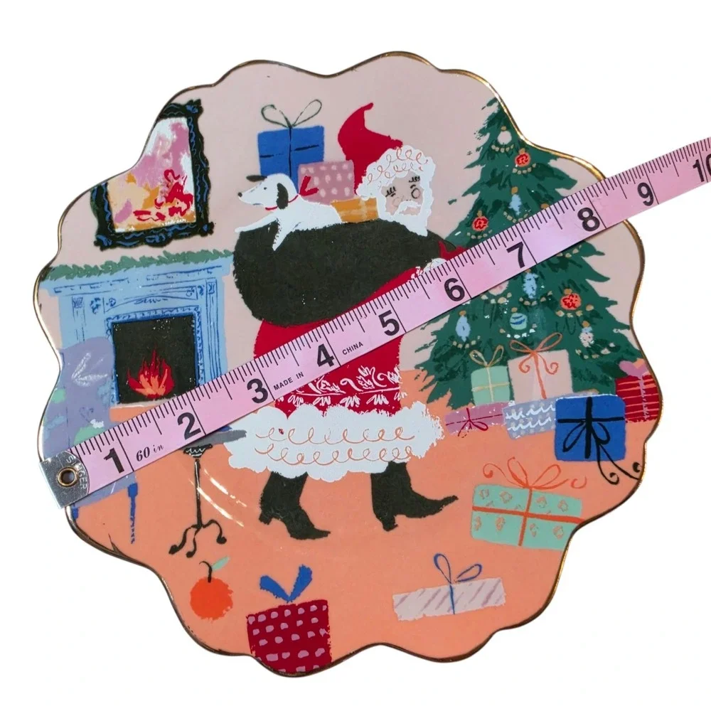 Anthropologie Plate EMILY ISABELLA Christmas Santa Cookie Plate 8.5